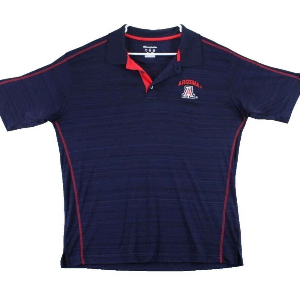 Champion Elite Arizona Wildcats Polo Shirt Mens Large‎ Navy Red Embroidered Logo